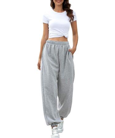 Womens Sweatpants Comfy Solid Elastic High Waisted Workout