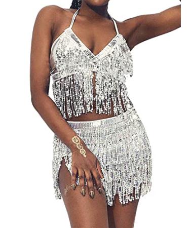 Kakaco Sequins Tube Top Stretch Bandeau Strapless Sequin Crop Top Party  Club Wear Bra Top for Women and Girls