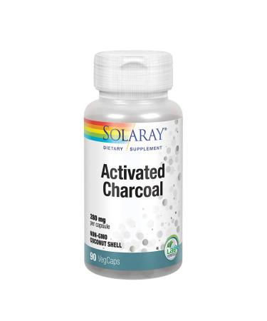 Solaray Activated Charcoal 280mg | Coconut Source | Healthy Inner Cleansing & Digestive Tract Support | Non-GMO, Vegan & Lab Verified | 90 Capsules