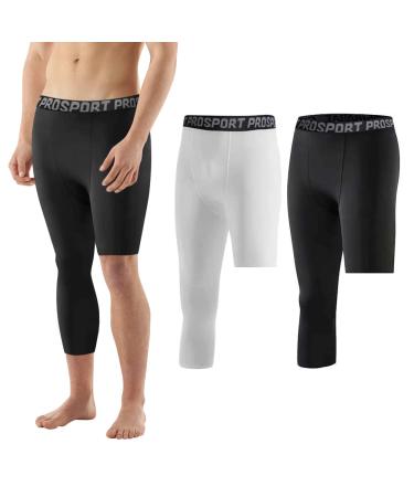 Men's Basketball Pants With Knee Pads 3/4 Capri Padded Compression
