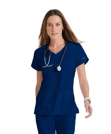 BARCO Skechers Vitality Charge Scrub Top for Women - V-Neck Medical Top  4-Way Stretch Women's Scrub Top Large Black