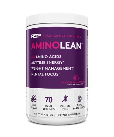 AminoLean Pre Workout Powder, Amino Energy & Weight Management with BCAA Amino Acids & Natural Caffeine, Preworkout Boost for Men & Women, 70 Serv Blackberry Pomegranate 1.38 Pound (Pack of 1)