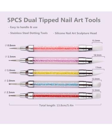 Royalkart Super Value Combo Kit Of Nail Art Tools – 3D Nail Art Stamping  Image Plates, Silicone Stamper & Scraper, Nail Art Brush Set, 5 pcs  Double-Sided Dotting Tool - Price in