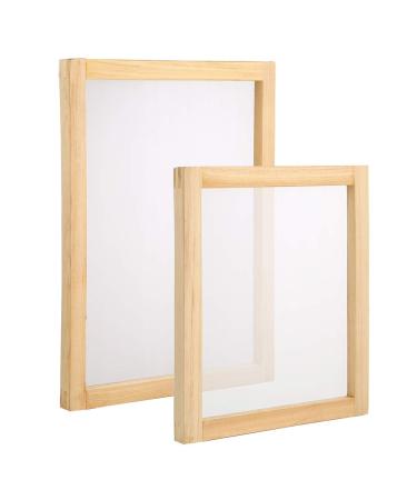 Pllieay 2 Pieces Wood Silk Screen Printing Frames 10 x 14inch,8 x 10 inch with 110 White Mesh for Screen Printing Color A