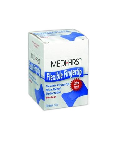 Medique MP66050 Medi-First Blue Metal Detectable Fingertip Bandages 1.5 x 3 Flesh Fingertip (Pack of 50)