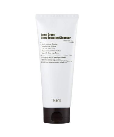 PURITO From Green Deep Foaming Cleanser 150ml / 5.07 fl.oz, pH 5.5, plant-based, natural ingredients, cruelty-free, Vegan