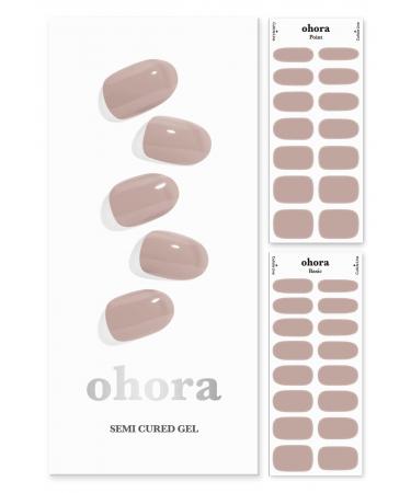 ohora Semi Cured Gel Nail Strips (N Cream Beige) - Works with Any Nail Lamps Salon-Quality Long Lasting Easy to Apply & Remove - Includes 2 Prep Pads Nail File & Wooden Stick - Beige