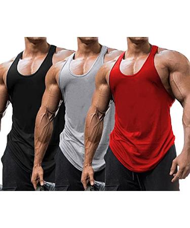 Men's Y-Back Muscle Gym Workout Stringer Tank Tops Bodybuilding Fitness T- Shirts