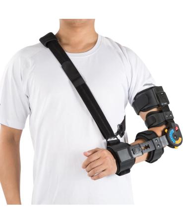 Medibot Hinged ROM Elbow Brace  Adjustable Post OP Elbow Brace Stabilizer Hand Arm Splint Recovery Support-Left