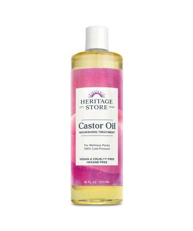Heritage Store Castor Oil, Nourishing Hair Treatment, Deep Hydration for Healthy Hair Care, Skin Care, Eyelashes & Brows, Castor Oil Packs & More, Cold Pressed, Hexane Free, Vegan & Cruelty Free, 16oz Castor 16 Ounce