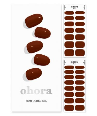 ohora Semi Cured Gel Nail Strips (N Chilly) - Works with Any UV Nail Lamps Salon-Quality Long Lasting Easy to Apply & Remove - Includes 2 Prep Pads Nail File & Wooden Stick