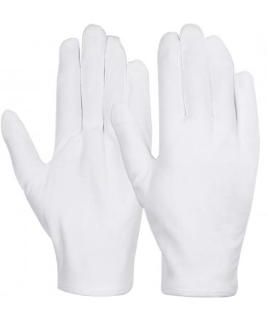 White Cotton Gloves Anezus 6 Pairs Cotton Gloves Large Cloth Gloves for Women Dry Hands Eczema Moisturizing Serving Archival Cleaning Coin Jewelry Silver Costume Inspection