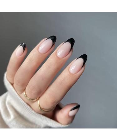 Sexy Diva Black French with Diamonds and Bow Long Press-On Nails – Belle  Rose Nails