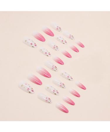 New Claire's 24 False Nails Flowers with Nail Glue