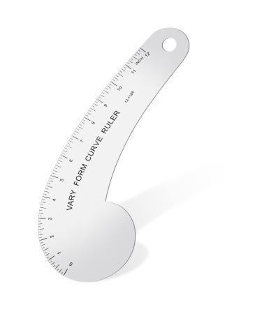 Vary Form Curve Ruler 12'' Solid Aluminum French Curve Hip Curve Ruler for Measuring Sewing Design Making