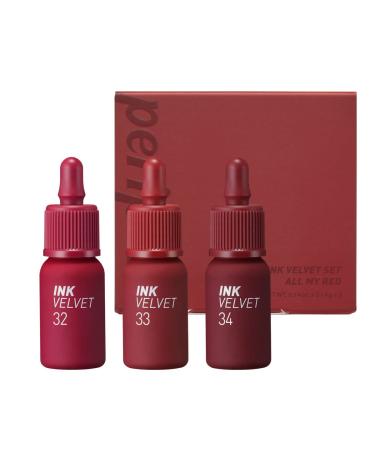 Peripera Ink the Velvet Lip Tint | High Pigment Color, Longwear, Weightless, Not Animal Tested, Gluten-Free, Paraben-Free | Red Collection (ALL MY RED)