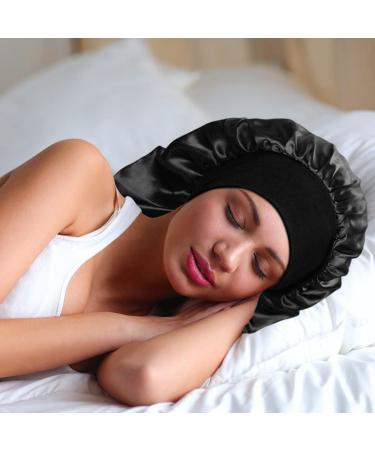 GERTURY 3 Pack Silky Sleep Bonnet for Curly Hair, Large Hair Bonnets for Hair Care, Satin Sleeping Cap Night Cap for Women