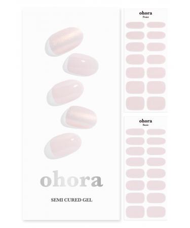 ohora Semi Cured Gel Nail Strips (N Glazed Peach) - Works with Any Nail Lamps Salon-Quality Long Lasting Easy to Apply & Remove - Includes 2 Prep Pads Nail File & Wooden Stick