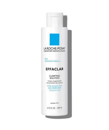 La Roche-Posay Effaclar Clarifying Solution Acne Toner with Salicylic Acid and Glycolic Acid, Pore Refining Oily Skin Toner, Gentle Exfoliant to Unclog Pores and Remove Dead Skin Cells