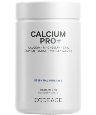 Codeage Calcium 500mg Supplement + Magnesium Zinc Copper Boron - Elemental Calcium Vitamin D3 Vitamin K2 - Bones Teeth Immune System Support Pills - 2-Month Supply- Vegan Non-GMO - 120 Capsules