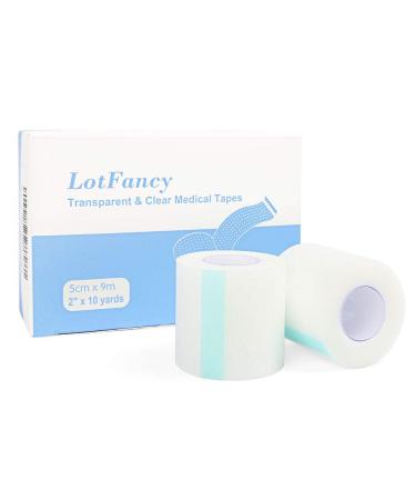 LotFancy Transparent Medical Tape, 2 Rolls 1inch x 10Yards, Adhesive Clear  Hypoallergenic Surgical Tape, PE First Aid Tape for Wound, Bandage,  Sensitive Skin, Latex Free 2 Count (Pack of 1)