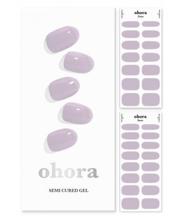 ohora Semi Cured Gel Nail Strips (N Cream Lavender) - Works with Any Nail Lamps Salon-Quality Long Lasting Easy to Apply & Remove - Includes 2 Prep Pads Nail File & Wooden Stick - Purple