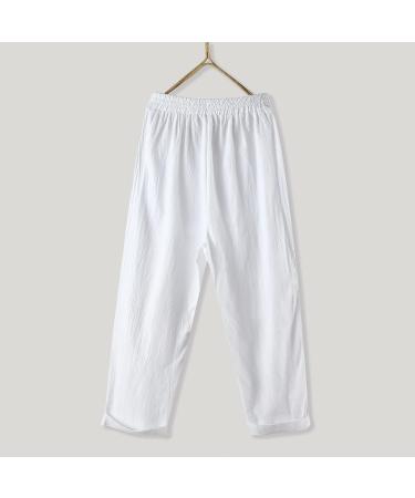 Loose Fit Linen Cotton Capri Pants For Women - Casual Summer Crop