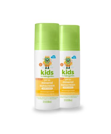 Babyganics SPF 50 Kids Mineral Sunscreen Roller Ball, Totally Tropical | UVA UVB Protection | Octinoxate & Oxybenzone Free | Water Resistant | 2 Pack (3 ounce)
