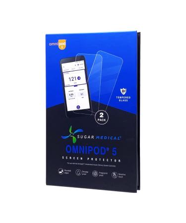 Sugar Medical Omnipod 5 Screen Protector. Protect your Omnipod 5 Automated Insulin Delivery System Controller from cracks scratches and scrapes. 2 Pack.