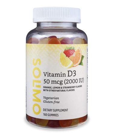 Amazon Brand - Solimo Vitamin D3 2000 IU, 160 Gummies (2 Gummies per Serving) Vitamin D3 160 Count (Pack of 1)
