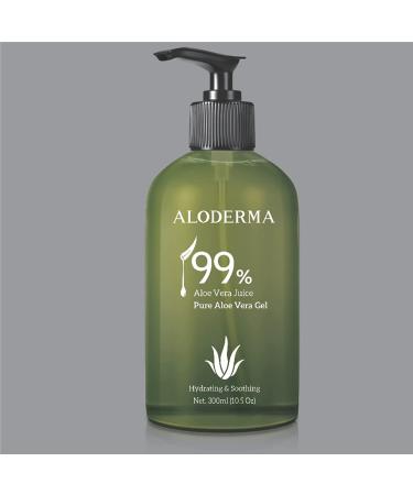 Aloderma 99% Organic Aloe Vera Gel, Bottled within 12 Hours of Harvest  (300g, 10.6 oz), No Sticky Residue - No Powder Concentrates or Water Added  - Eco-Friendly