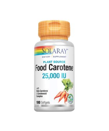 Solaray Food Carotene, Vitamin A as Beta Carotene 25000IU | Carotenoids for Healthy Skin & Eyes, Antioxidant Activity & Immune System Support (100 CT) 100 Count (Pack of 1)