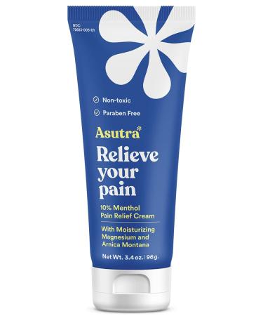 ASUTRA Pain Relief Cream  3.38 oz | Cooling Relief | Formulated with Magnesium  Menthol  and Arnica Montana | Paraben Free | Helps with Achy Joints  Sore Muscles Relief Cream with Magnesium