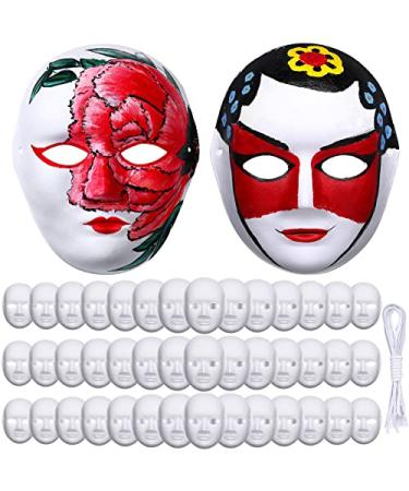 Aoriher 50 Pcs DIY Unpainted Masquerade Mask Bulk Paper Mache Mask