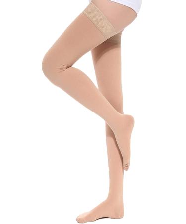 TOFLY Thigh High Compression Stockings Opaque 1 Pair Firm Support 20-30  mmHg Gradient Compression with