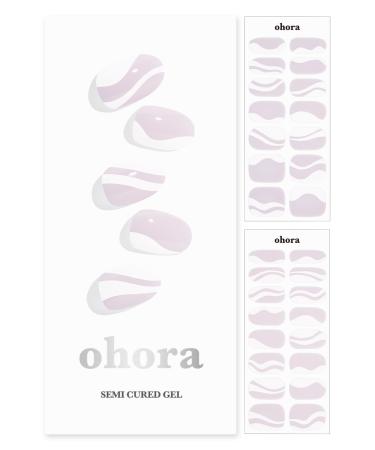 ohora Semi Cured Gel Nail Strips (N White Swirl) - Works with Any Nail Lamps Salon-Quality Long Lasting Easy to Apply & Remove - Includes 2 Prep Pads Nail File & Wooden Stick