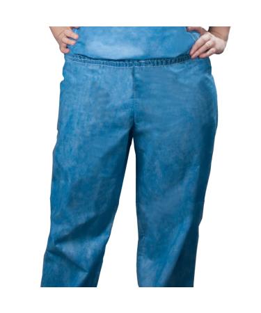TRONEX 50 Pack Multilayer Spunbond Blue Disposable Scrub Pants with Back Pockets Fluid Resistant Bottoms (Medium) Medium Blue