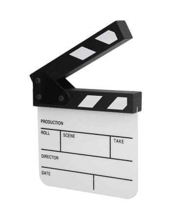 Clap Board, Mini Acrylic Director Scene Clapperboard Classic Movie Film Clap Board with a Pen,for Shoot Props/Advertisement/Home Decoration/Cosplay/Background(Black and White whiteboard PAV1BWE3S)