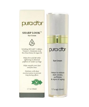 PURA D'OR Sharp Look Eye Cream (1.7oz) Youth-Enhancing Eye Cream For Firm Lift and Reduced Appearance of Wrinkles and Fine Lines  Puffiness and Under Eye Bags With 24K Gold