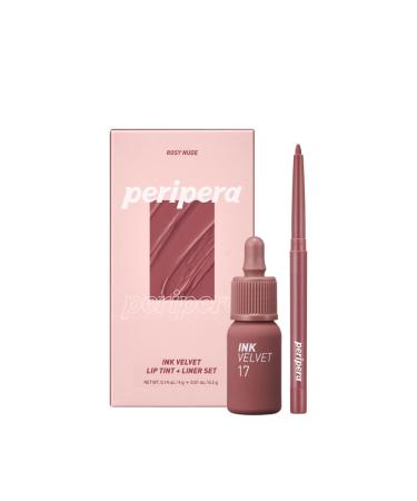 Peripera Ink the Velvet Lip Tint | High Pigment Color, Longwear, Weightless, Not Animal Tested, Gluten-Free, Paraben-Free | 0.14 fl oz (Kit, #1 Liner Kit) 2 Piece Set #1 Liner Kit