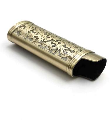 JINMUNIC 2pcs Lighter Case Cover Holder Metal Vintage Floral Stamped Fit  for BIC Full J6 Series Lighter (Bronze)