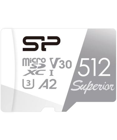 Silicon Power 512GB Superior Micro SDXC UHS-I (U3), V30 4K A2, Compatible with GoPro Hero 9 High Speed MicroSD Card with Adapter A2 512GB