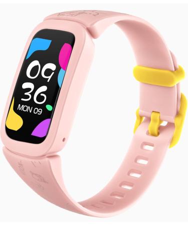 MorePro Kids Fitness Tracker for Girls Boys with Blood Oxygen Monitor, Body Temperature DIY Screen Smart Watch with Heart Rate Sleep Monitor, SpO2 IP68 Waterproof Pedometer. Pink