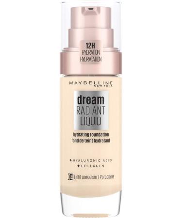 Maybelline Dream Radiant Liquid Medium Coverage Hydrating Makeup,  Lightweight Liquid Foundation, Fair Ivory, 1 Count