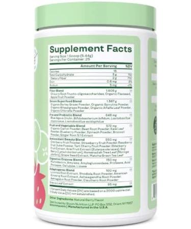 Bloom Nutrition Greens and Superfoods Powder - Berry - 25 Servings 4.8 oz