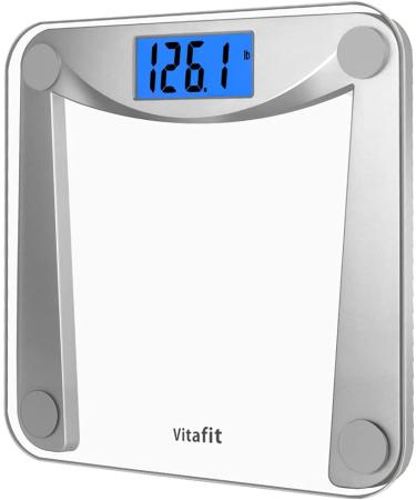 Vitafit Digital Bathroom Scale for Body Weight,Weighing Professional Since  2001,Extra Large Blue Backlit LCD and Step-On, Batteries Included