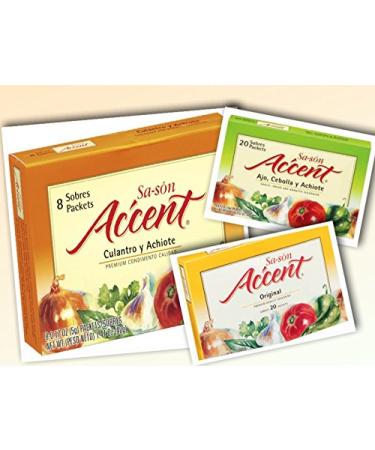 Sasn Accent Flavor Enhancer - Variety Pack (Regular - Culantro & Achiote -  AJO, Cebolla & Achiote) 3.52 oz (
