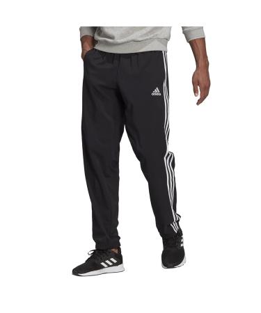 adidas Men's Aeroready Essentials Tapered Cuff Woven 3-Stripes Pants Large  Black/White
