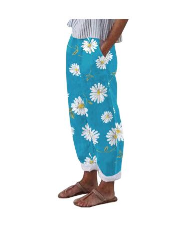 AWPXTKH Womens Cotton Linen Pants Casual Plus Size Elastic High Waist Capri  Pants Summer Loose Comfy Wide Leg Crop Pants A-01-7-grey X-Large