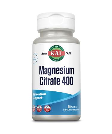 KAL Magnesium Citrate 400mg Magnesium Supplement for Healthy Muscle Function Relaxation Nerve and Circulation Support Rapid Disintegration ActivTabs Vegan Gluten Free 30 Servings 60 Tablets